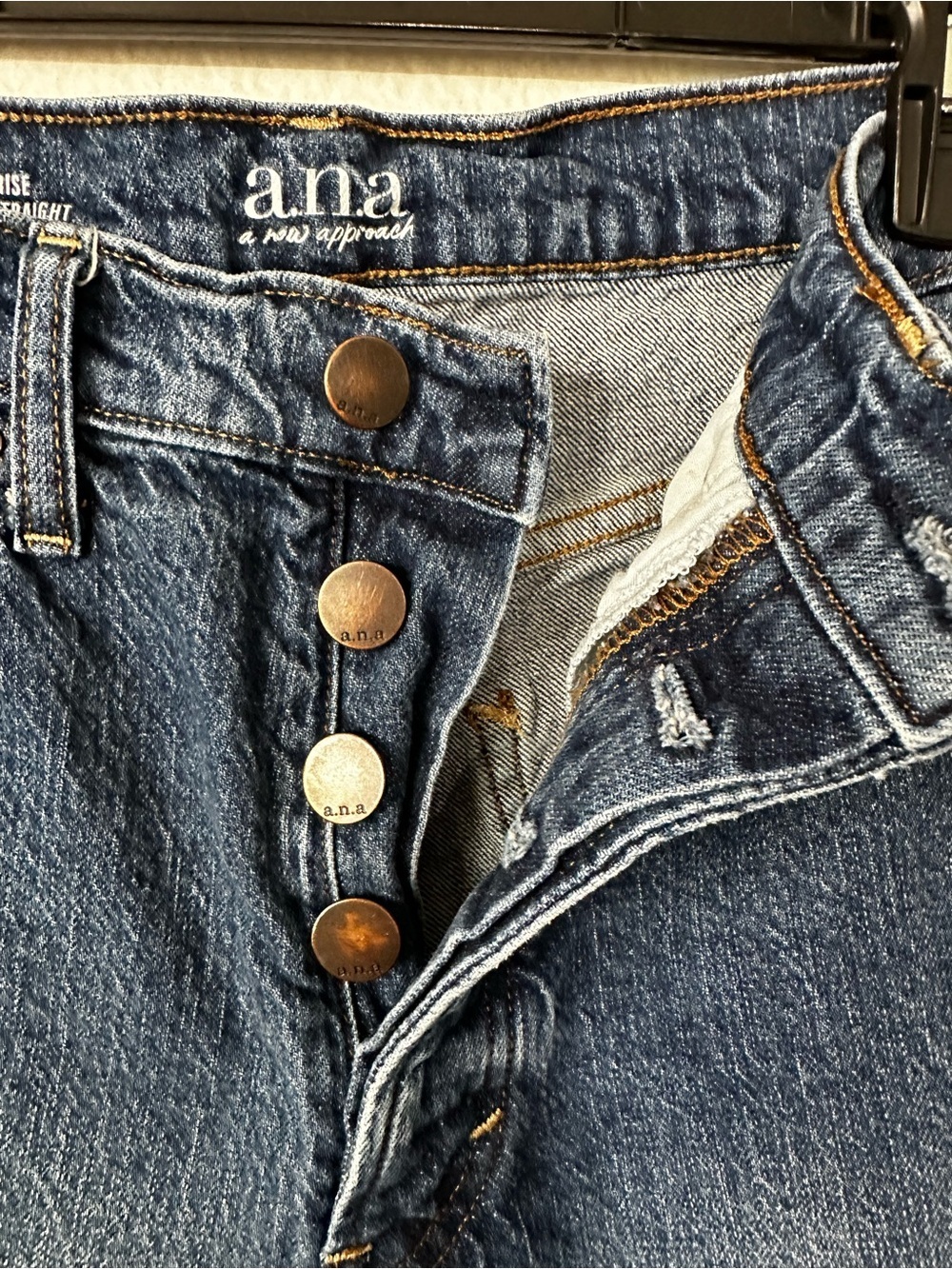 a.n.a Denim Blue Straight Button Fly Size 4 Jeans - Picture 6 of 6